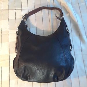 Danier black & brown leather big hobo shoulder bag